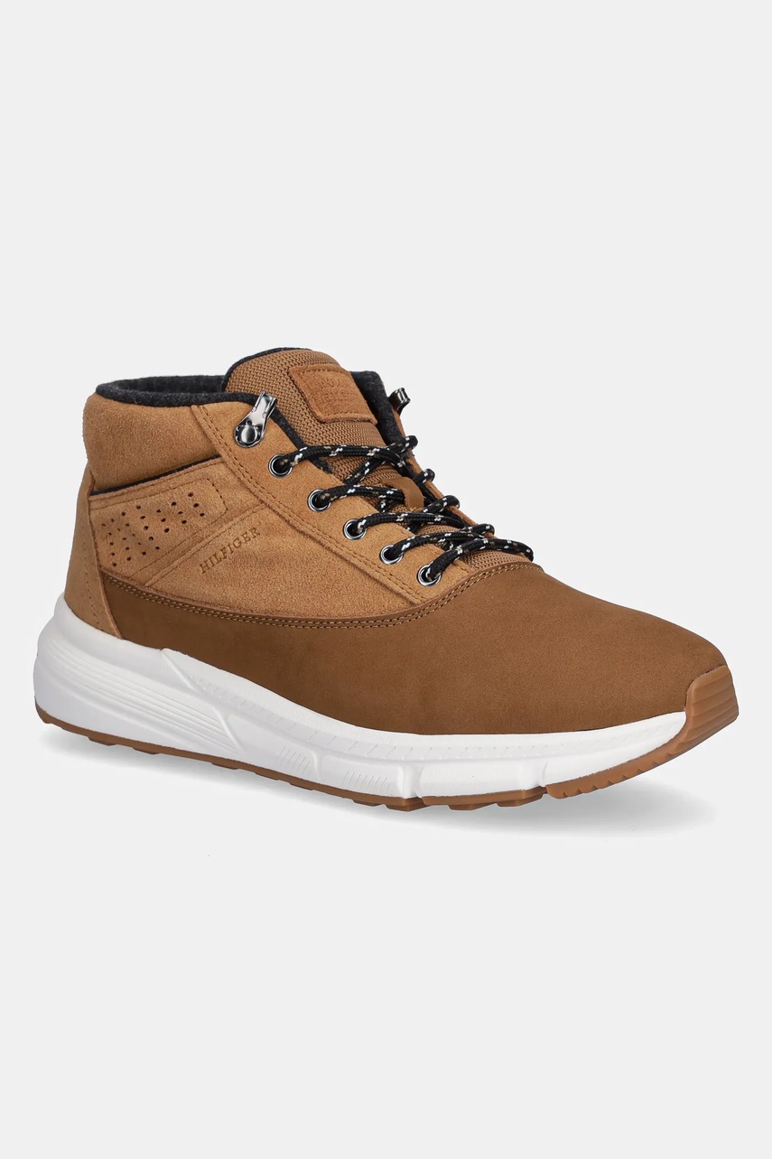 Levně Boty Tommy Hilfiger W NBK SDE HYBRID BOOT pánské, hnědá barva, FM0FM05609