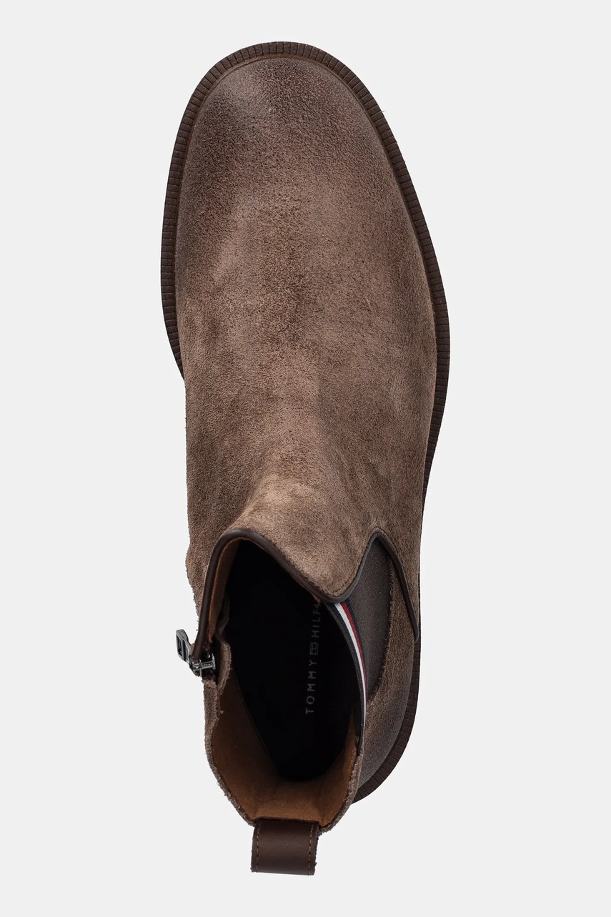 Σουέτ μπότες τσέλσι Tommy Hilfiger CLEATED HILFIGER SUEDE CHELSEA χρώμα: καφέ, FM0FM05560 φωτογραφία
