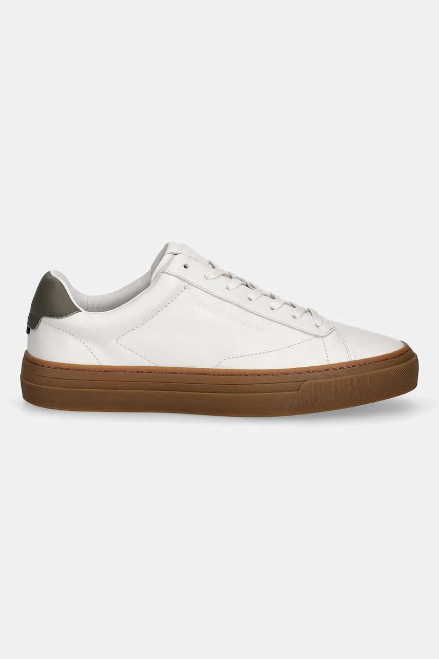 Кожаные кроссовки Tommy Hilfiger PREMIUM DRESS CUPSOLE LTH цвет белый FM0FM05572 Кожаные кроссовки Tommy Hilfiger PREMIUM DRESS CUPSOLE LTH цвет белый FM0FM05572