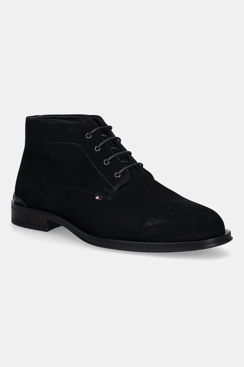 Levně Semišové kotníkové boty Tommy Hilfiger CORPORATE HILFIGER SDE BOOT pánské, tmavomodrá barva, FM0FM05579