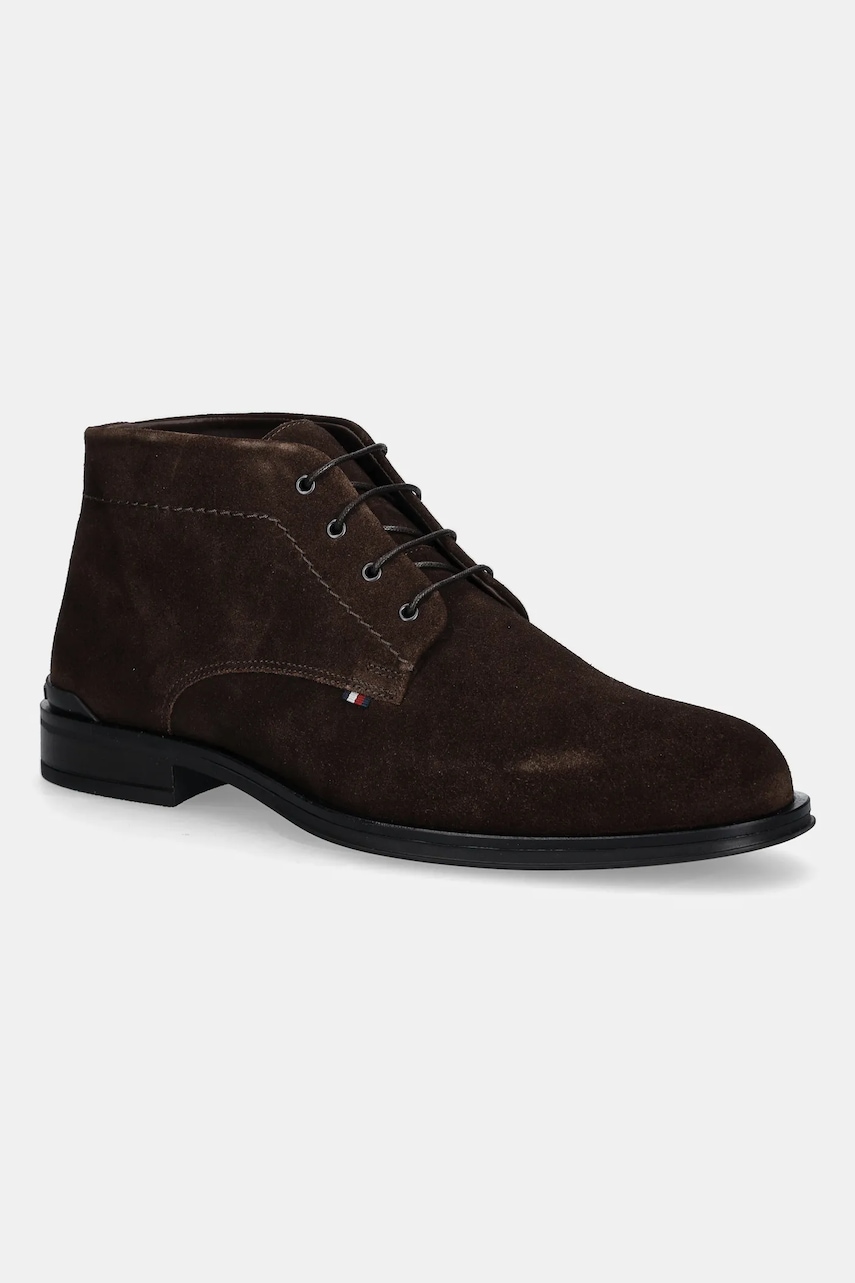 Levně Semišové kotníkové boty Tommy Hilfiger CORPORATE HILFIGER SDE BOOT pánské, hnědá barva, FM0FM05579