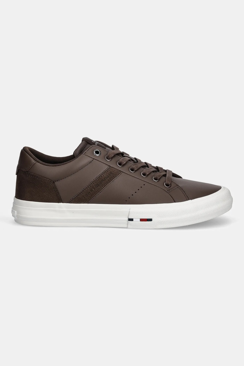 Кожаные кроссовки Tommy Hilfiger TH HI VULC LTH STREET цвет коричневый FM0FM05626