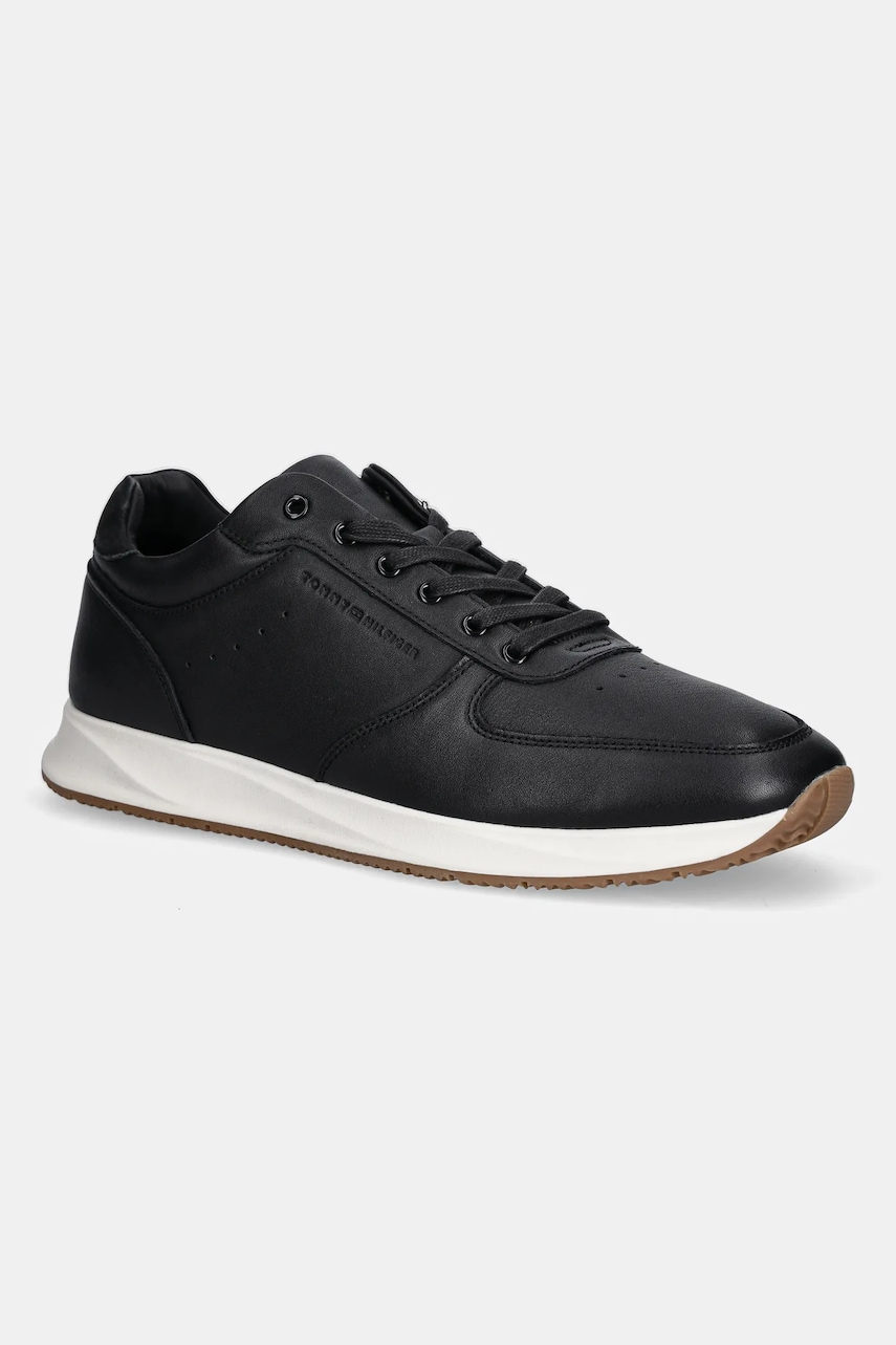 Levně Kožené tenisky Tommy Hilfiger PREMIUM LEATHER HYBRID pánské, černá barva, FM0FM05700