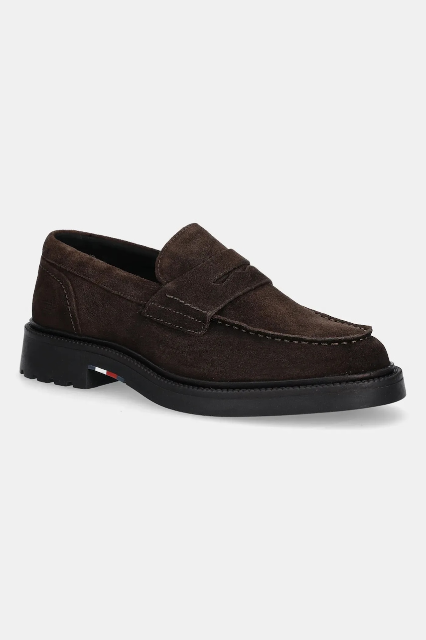 Tommy Hilfiger mokasyny zamszowe HILFIGER COMFORT LWT SDE LOAFER męskie kolor brązowy FM0FM05727