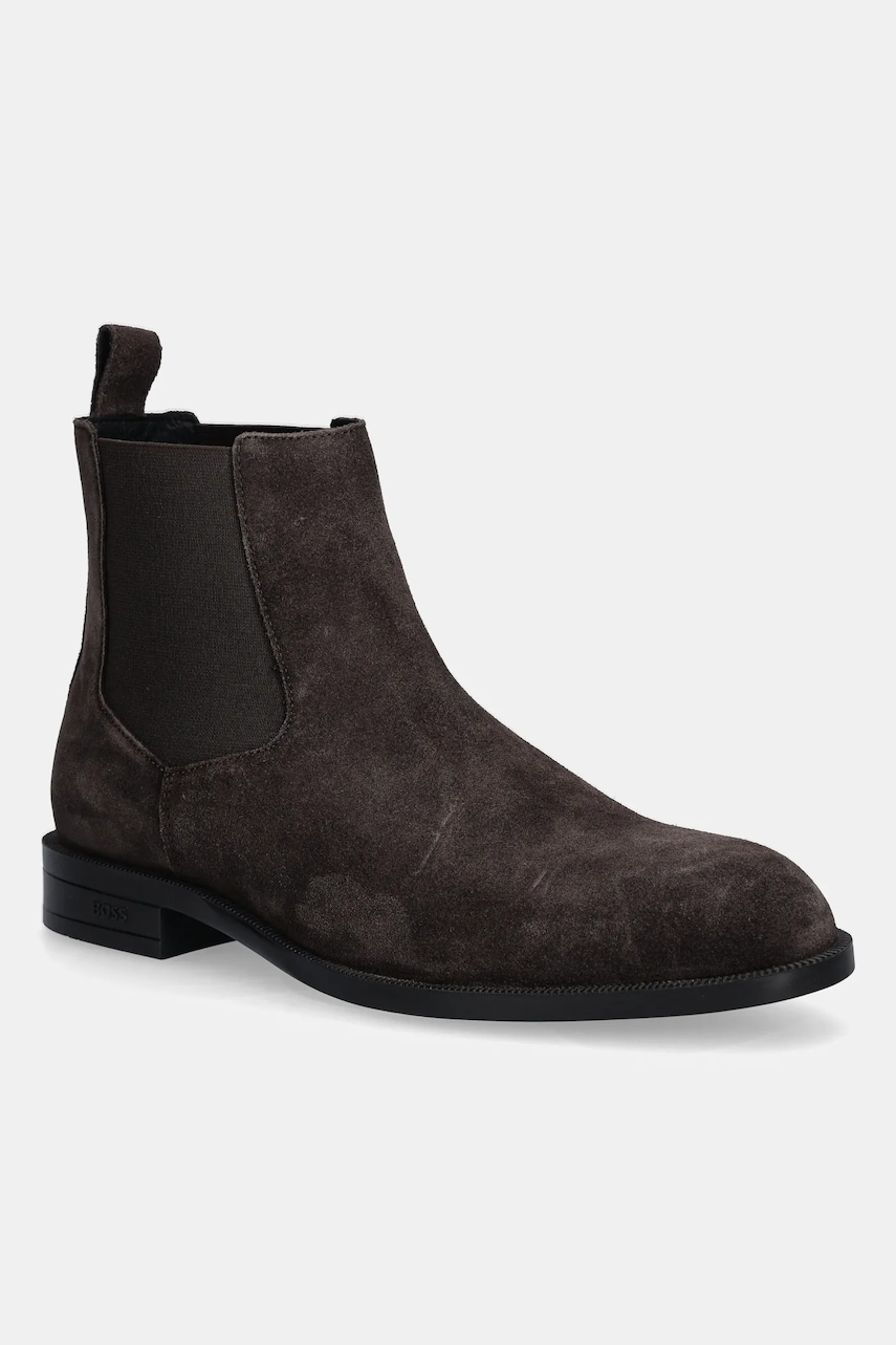 BOSS botine din piele întoarsă Tayil culoarea maro, 50548229