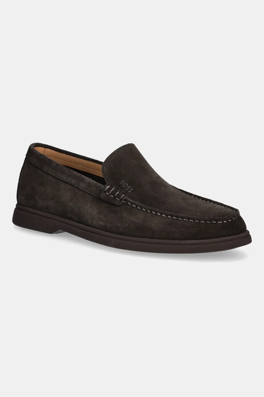 BOSS mocasini din piele întoarsă Sienne culoarea maro, 50543083