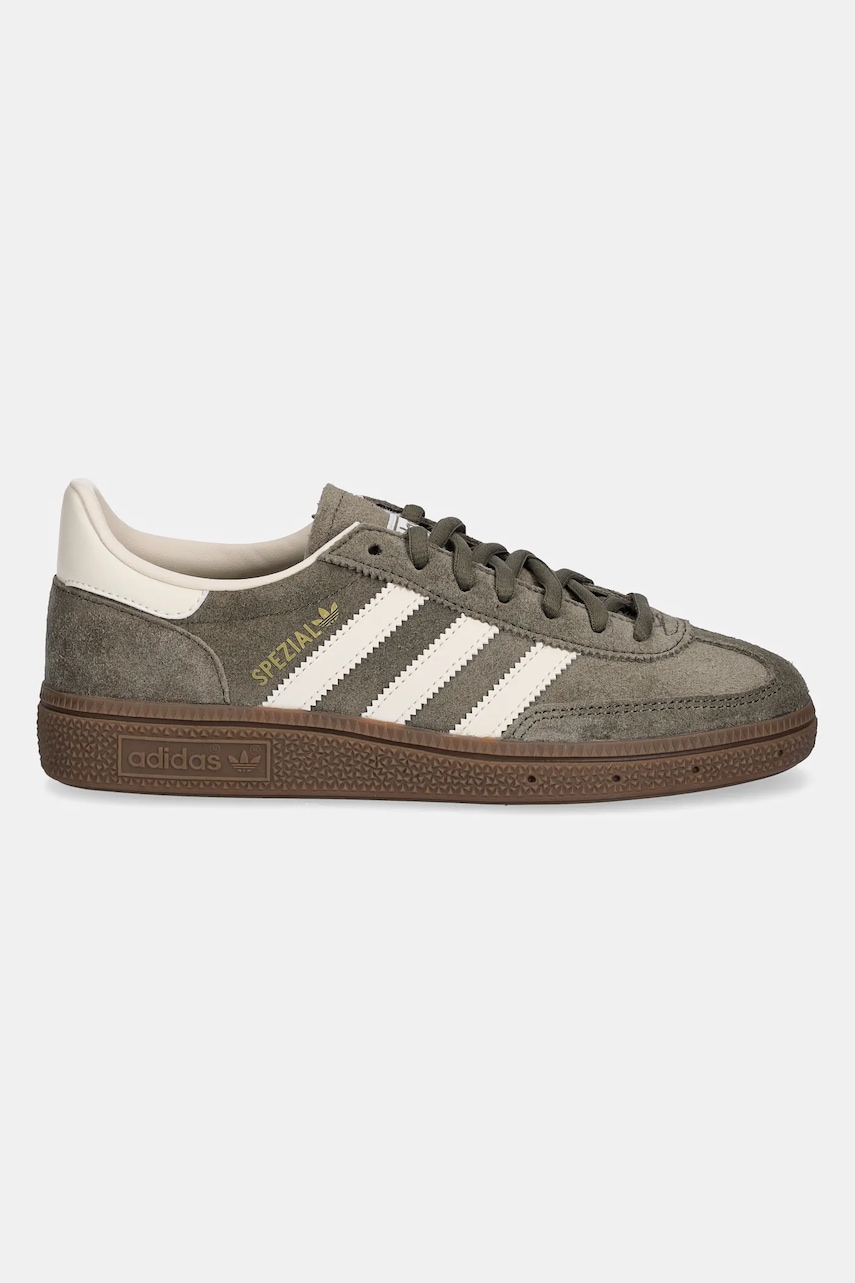 Кожаные кроссовки adidas Originals Handball Spezial цвет зелёный JR2121 Кожаные кроссовки adidas Originals Handball Spezial цвет зелёный JR2121
