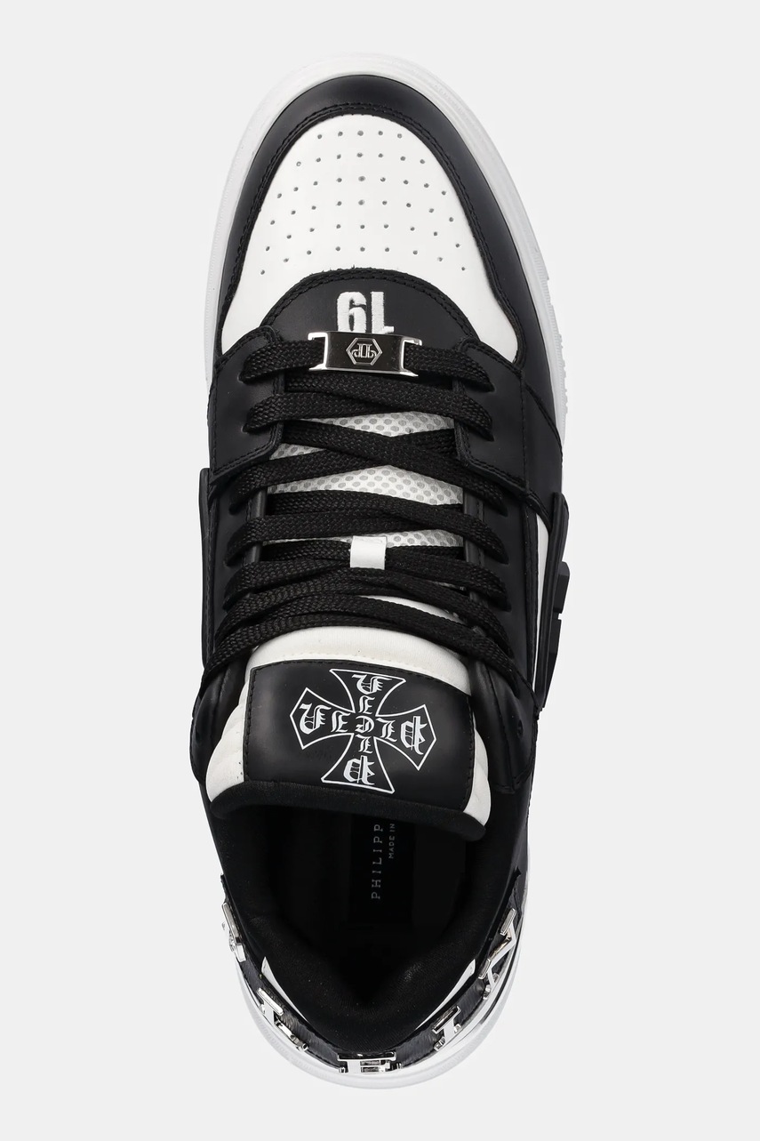 Δερμάτινα αθλητικά παπούτσια Philipp Plein Lo-Top χρώμα: μαύρο, USC0824.PLE075N.0102 φωτογραφία