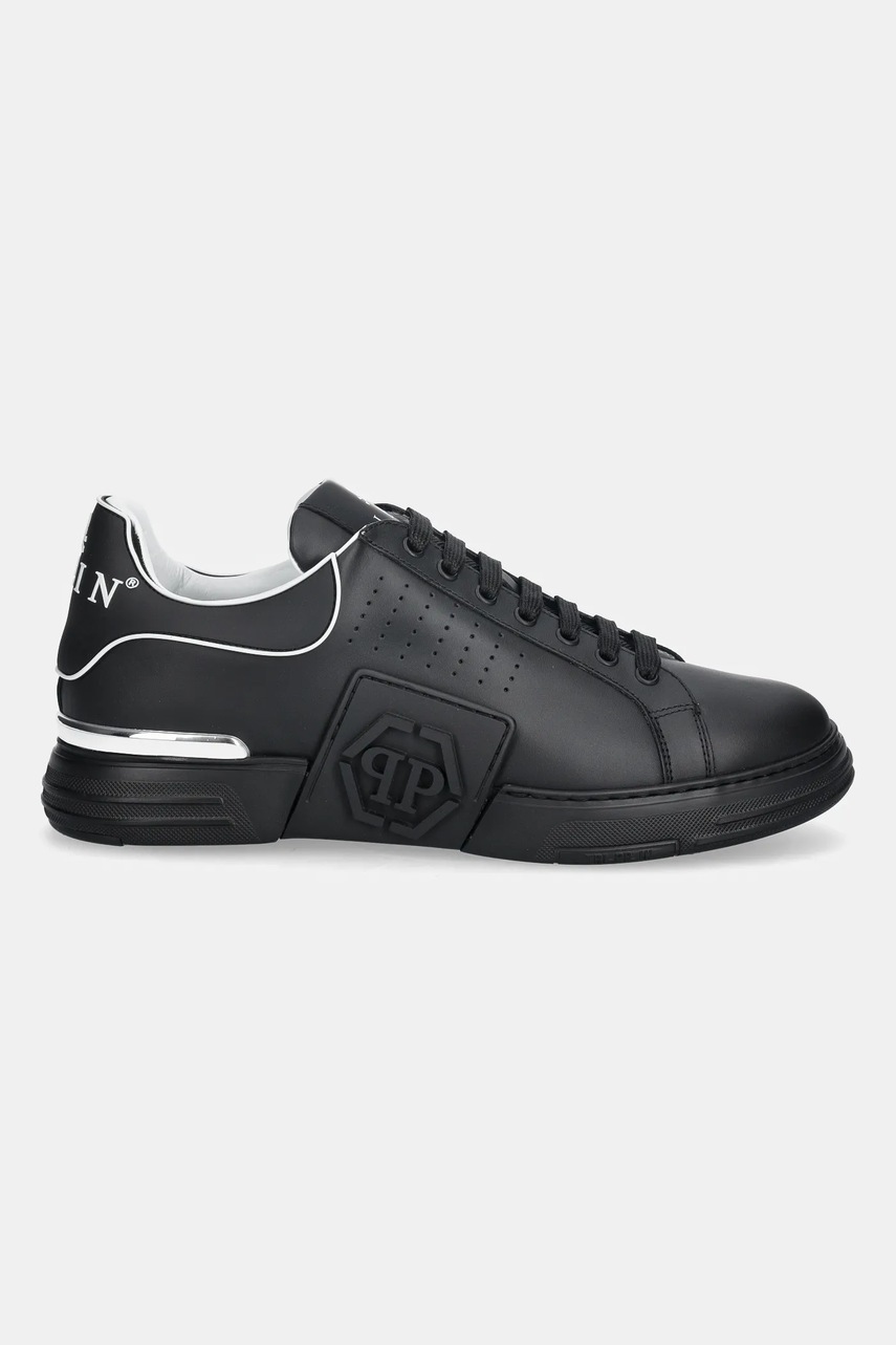 Кожаные кроссовки Philipp Plein Phantom Kicks цвет чёрный USC0775.PLE005N.0202