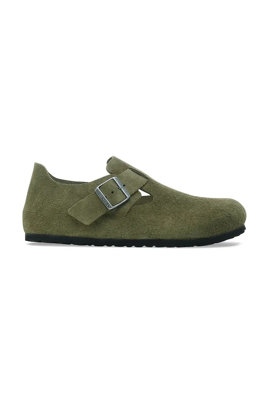 Semišové polobotky Birkenstock London pánské, zelená barva, 1030797