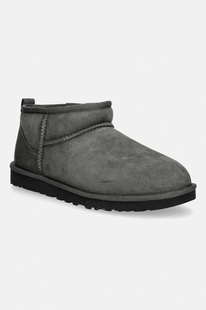 UGG śniegowce zamszowe Classic Ultra Mini kolor szary 1137391.MLF