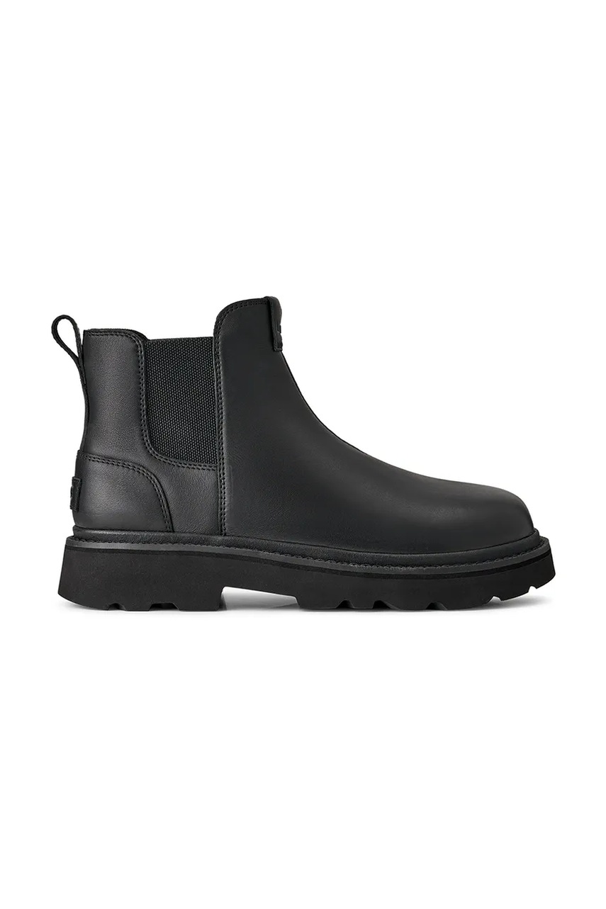 Levně Kožené kotníkové boty UGG Chelsea Lug Leather pánské, černá barva, 1172990.BLK