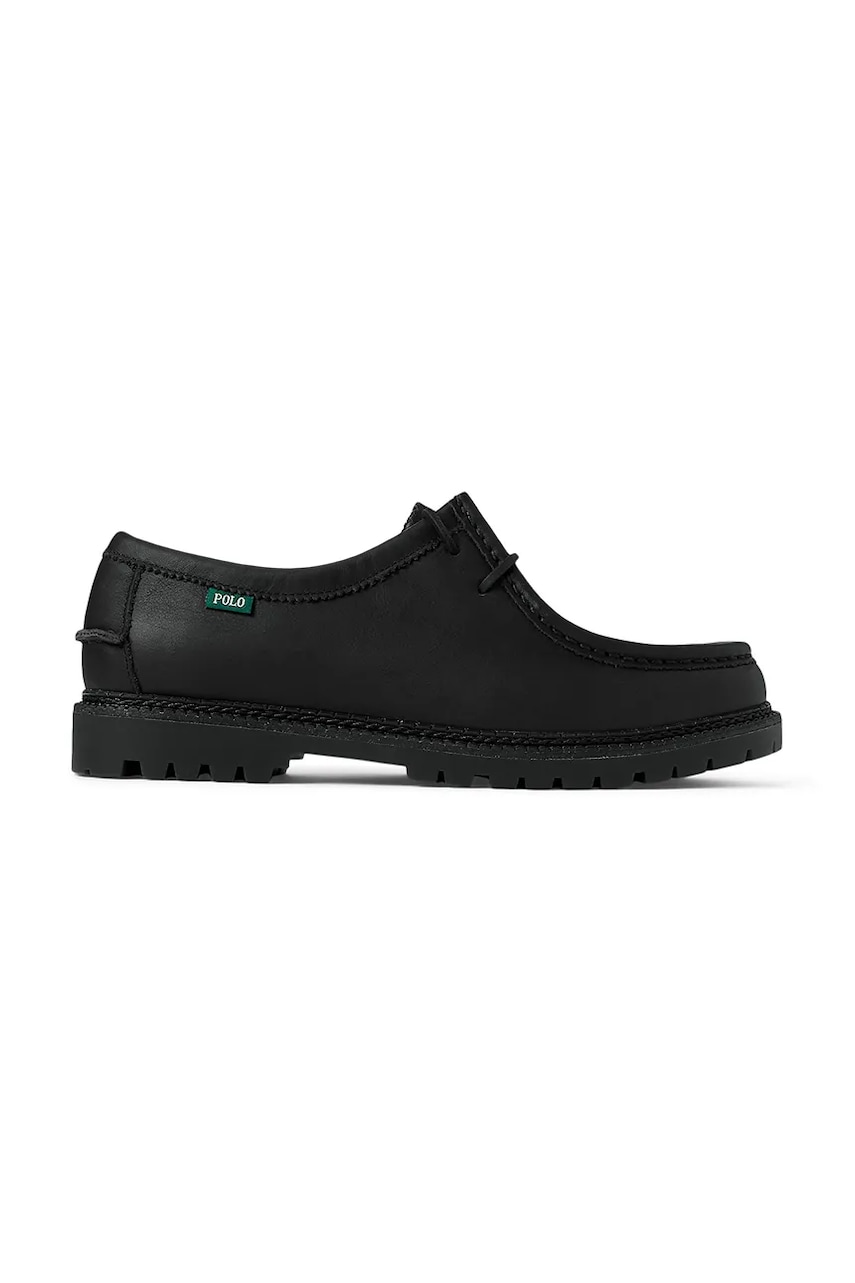 Levně Kožené polobotky Polo Ralph Lauren Jett Apron pánské, černá barva, 803945530001