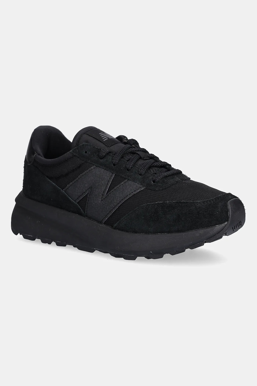 New Balance sneakers din piele întoarsă 370 culoarea negru, U370AJ