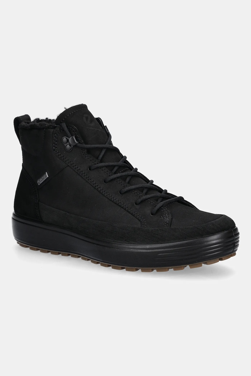 Ecco pantofi din nubuc Soft 7 Tred High Boot culoarea negru, 450444-51052