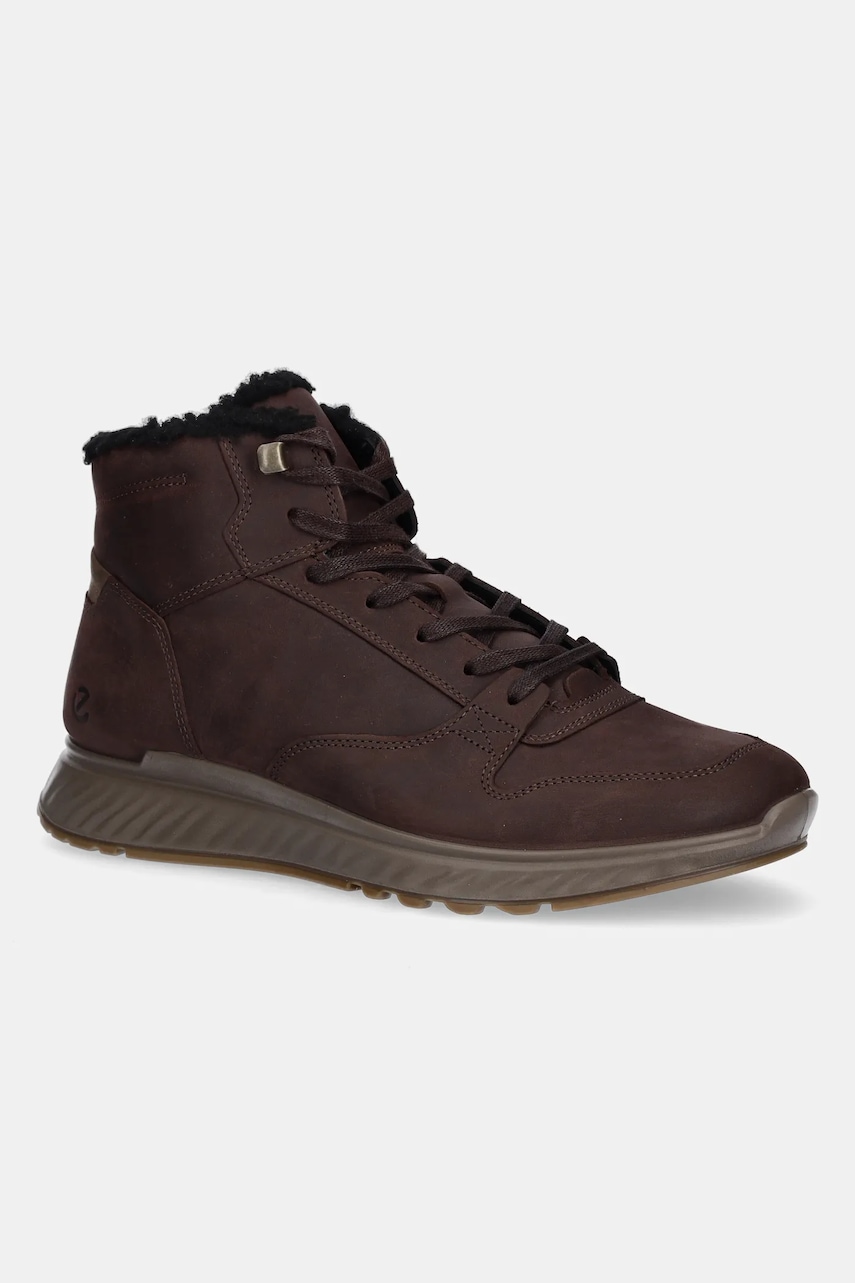 Ecco pantofi din nubuc Exostride Mid Warm culoarea maro, 835414-02178