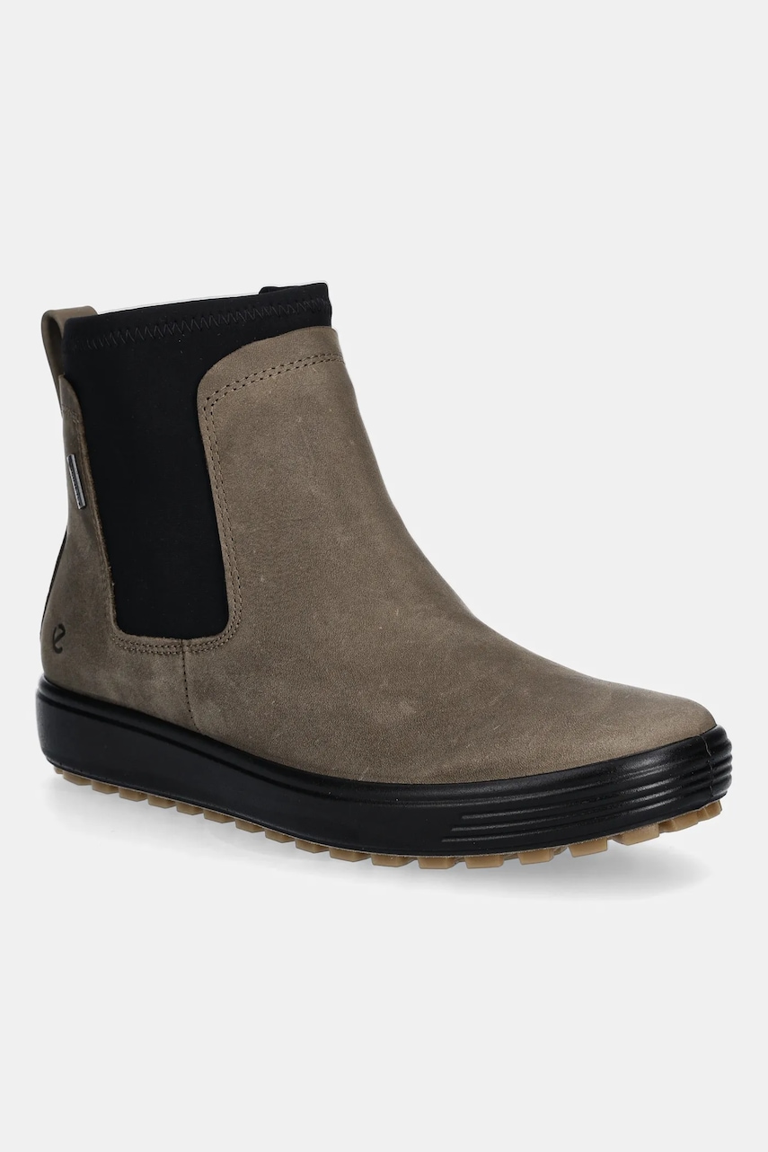 Ecco cizme Soft 7 Tred Chelsea Gtx culoarea verde, cu toc plat, 450463-02559