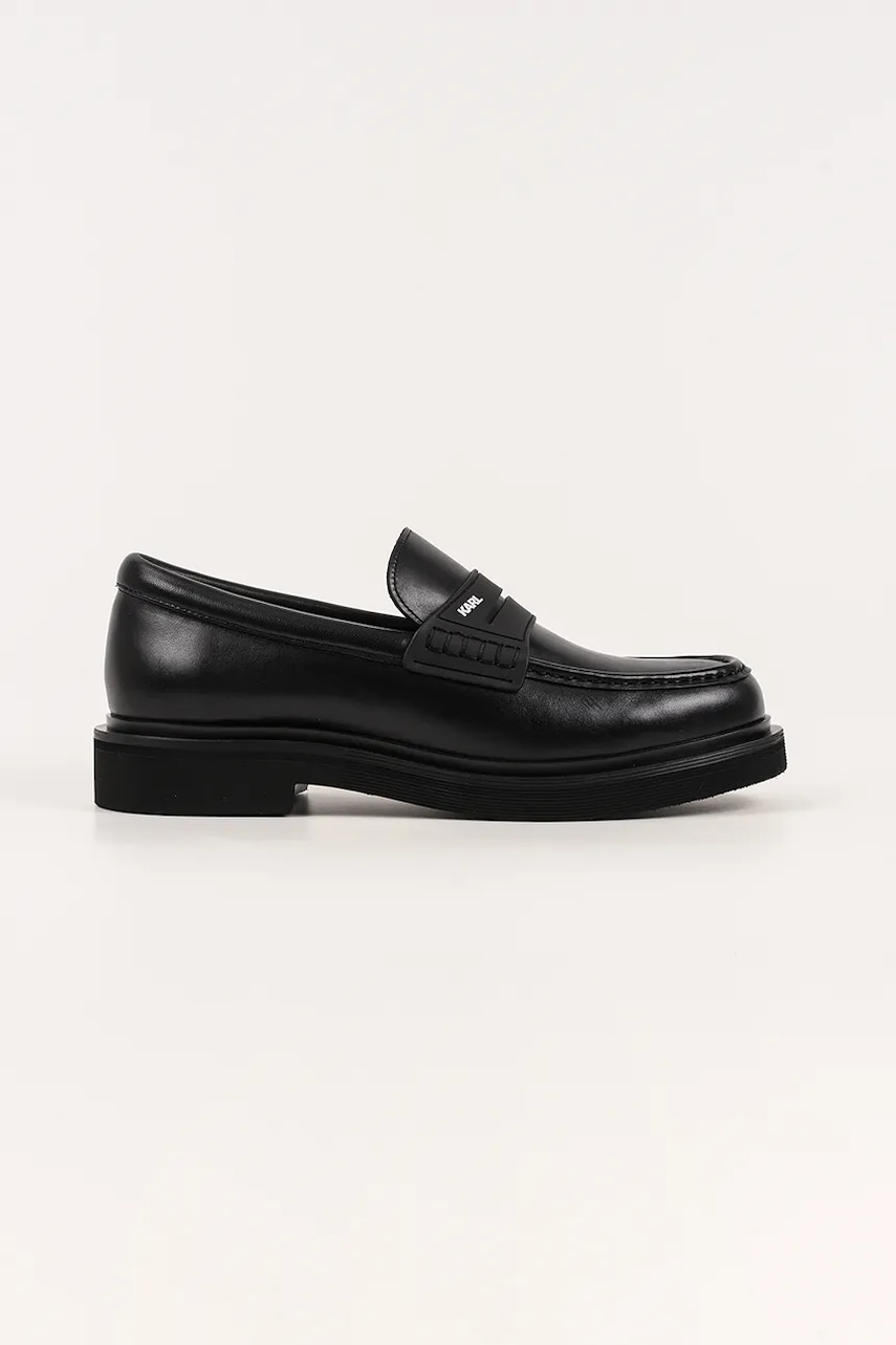 Levně Kožené polobotky Karl Lagerfeld KINGSTON pánské, černá barva, KL12213