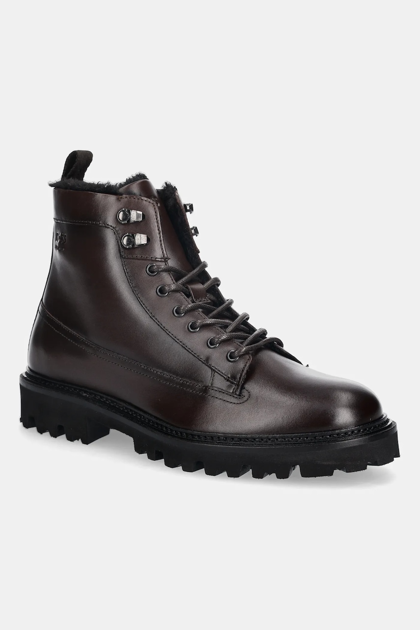 BOSS ghete de piele Julyo culoarea maro, 50552570