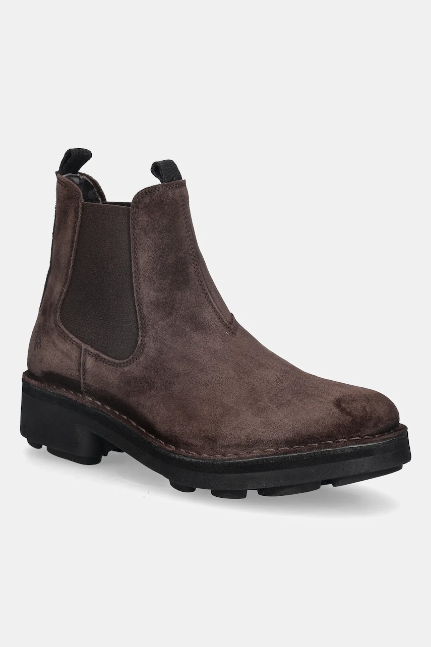 Fly London botine din piele întoarsă NOLL127FLY culoarea maro, P211127004