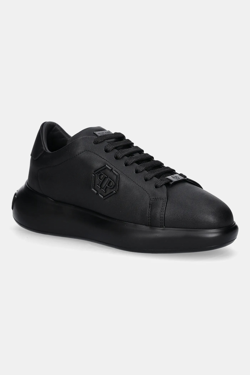 Levně Kožené tenisky Philipp Plein Lo-Top černá barva, USC0804.PLE075N.0202