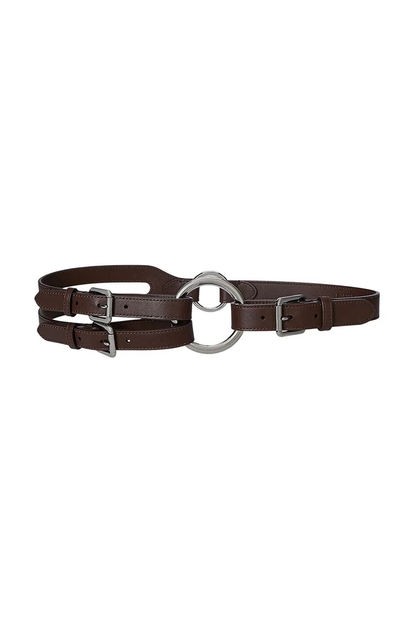 Levně Kožený pásek Lauren Ralph Lauren dámský, hnědá barva, 412908273