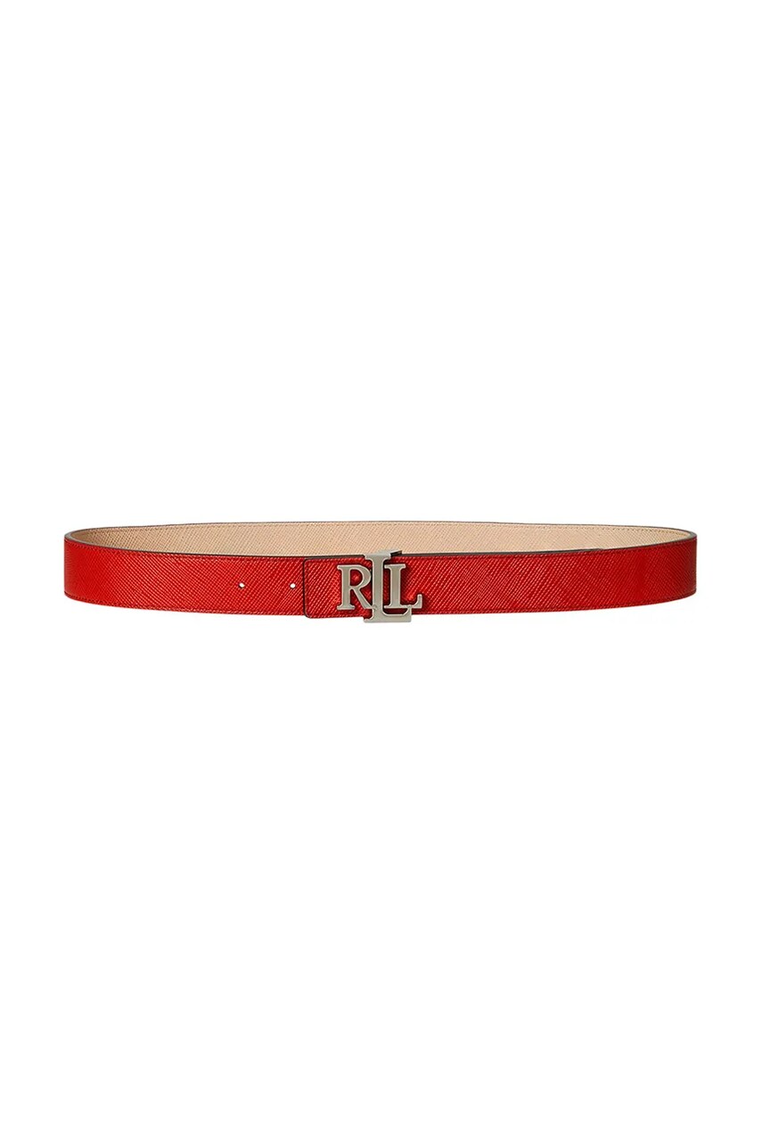 Levně Kožený pásek Lauren Ralph Lauren dámský, oranžová barva, 412974558