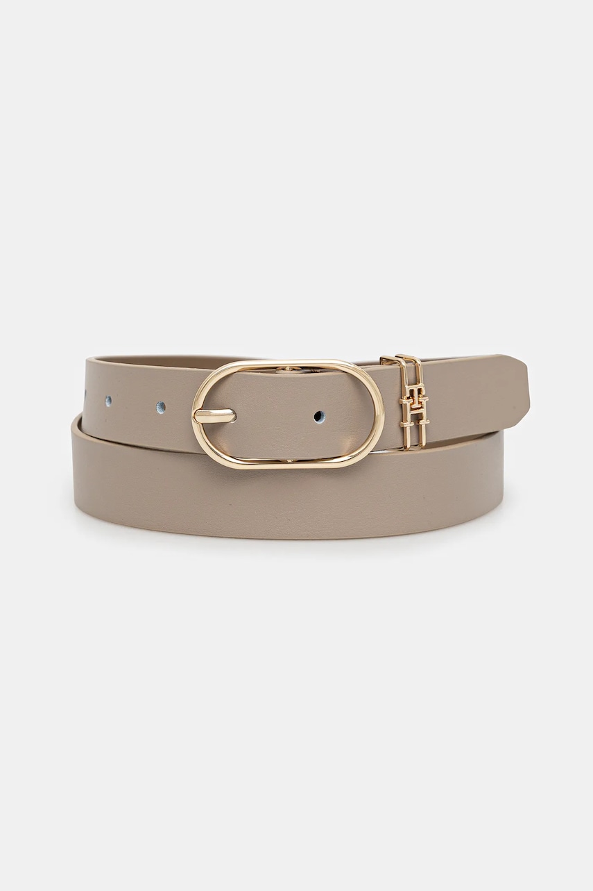 Levně Pásek Tommy Hilfiger dámský, béžová barva, AW0AW17494