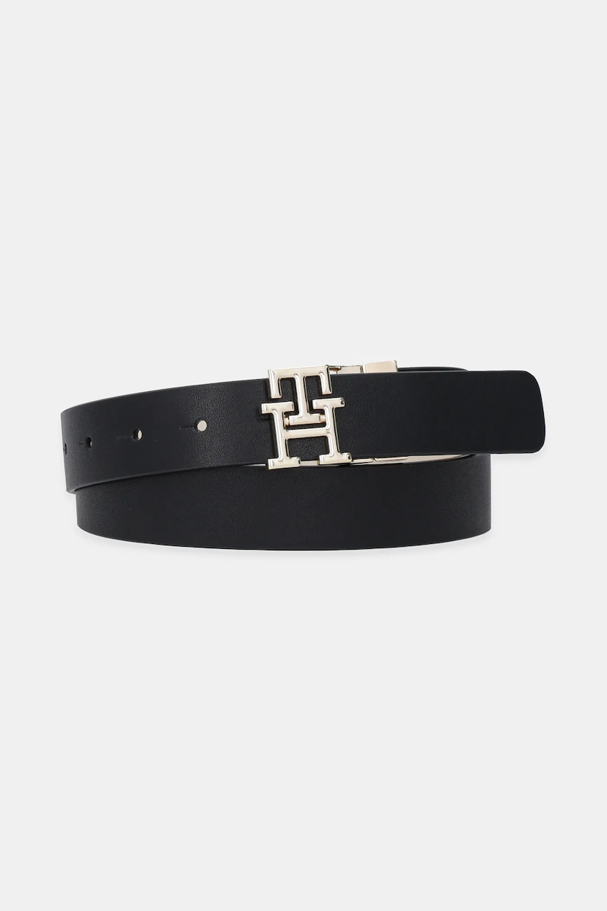 Levně Kožený pásek Tommy Hilfiger dámský, černá barva, AW0AW17495