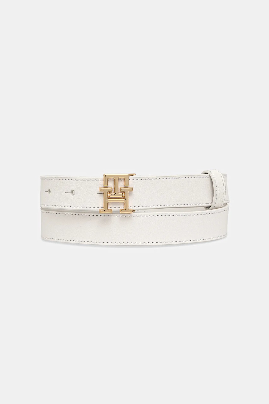 Levně Kožený pásek Tommy Hilfiger dámský, bílá barva, AW0AW17496