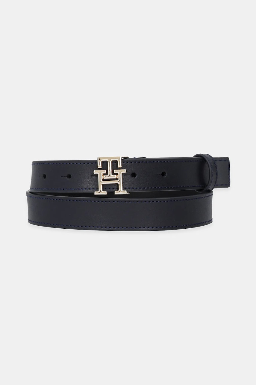 Levně Kožený pásek Tommy Hilfiger dámský, tmavomodrá barva, AW0AW17496