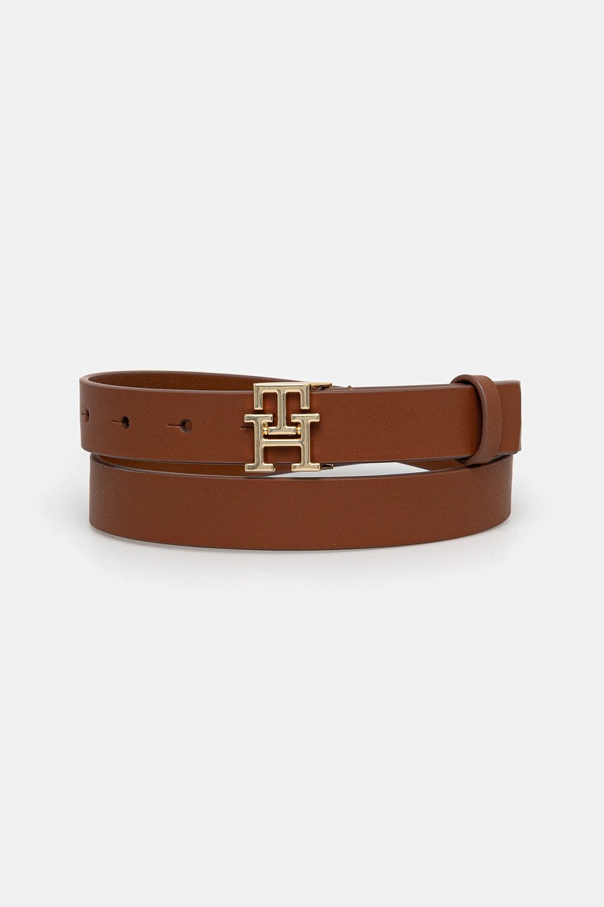 Levně Kožený pásek Tommy Hilfiger dámský, hnědá barva, AW0AW17496