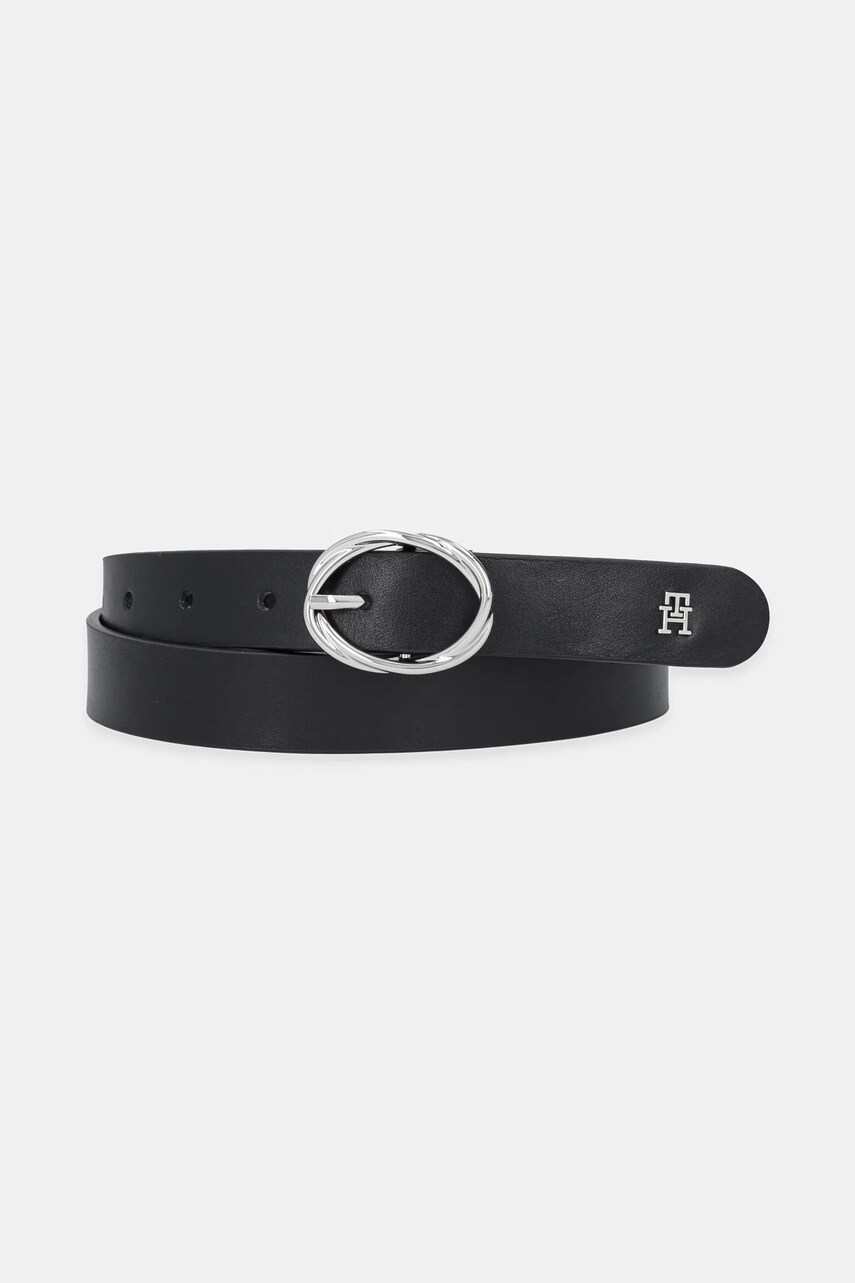 Levně Kožený pásek Tommy Hilfiger dámský, černá barva, AW0AW17931