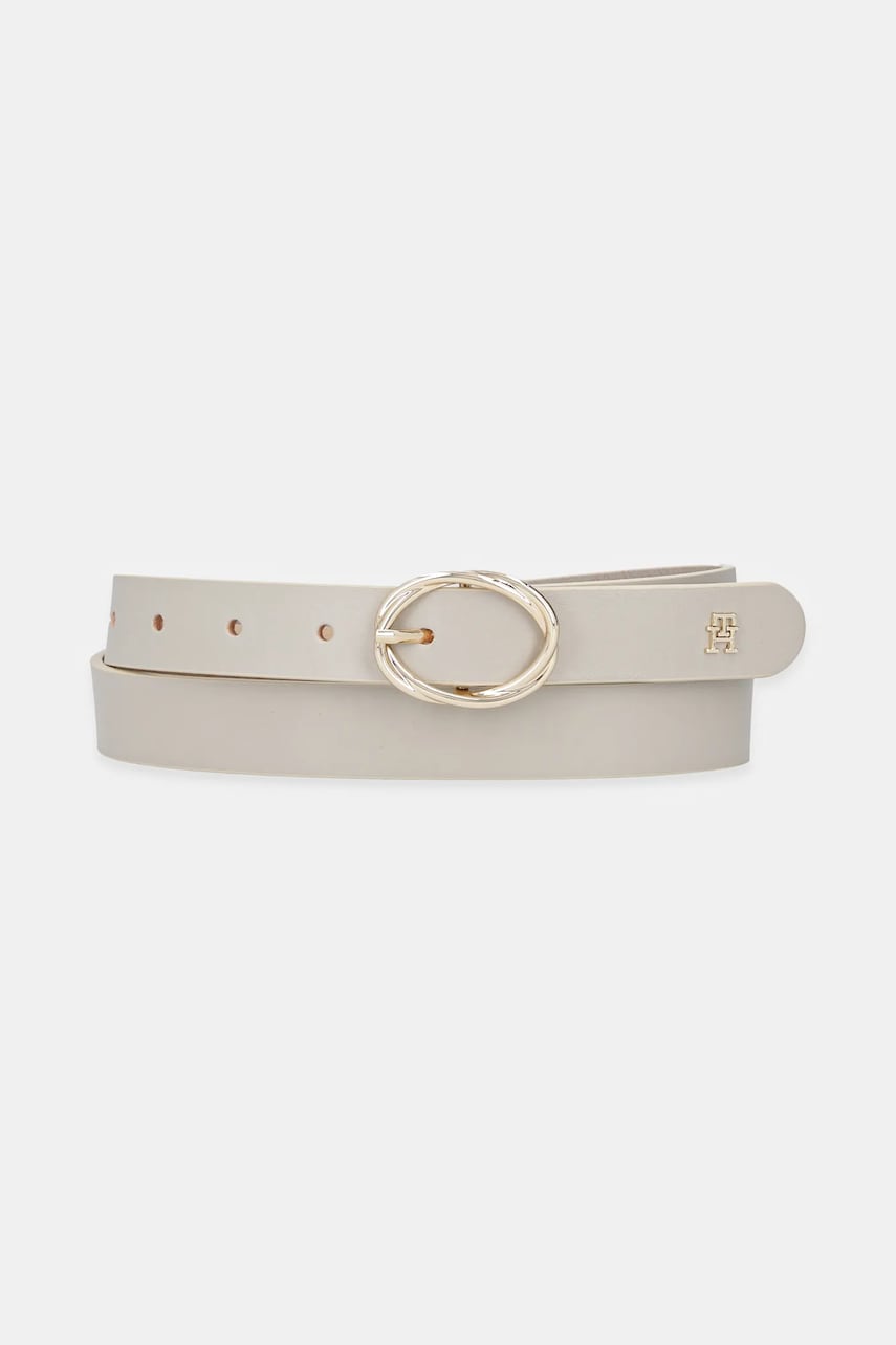 Levně Kožený pásek Tommy Hilfiger dámský, béžová barva, AW0AW17932