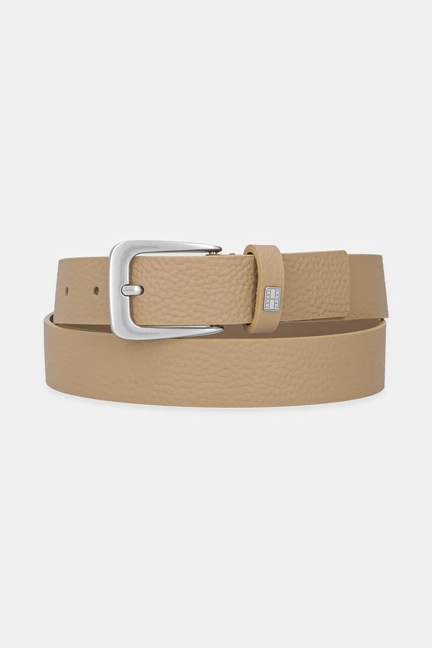 Tommy Jeans curea de piele culoarea verde, AW0AW17586