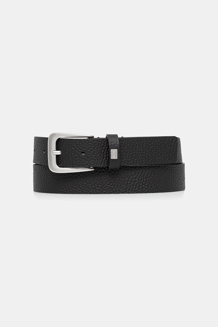 Tommy Jeans curea de piele culoarea negru, AW0AW17586