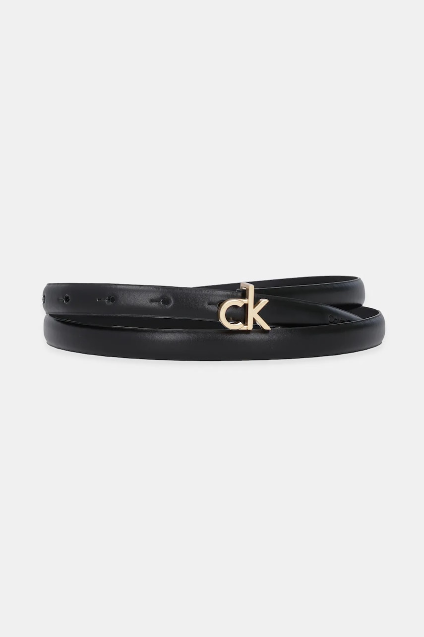 Levně Kožený pásek Calvin Klein dámský, černá barva, LV04F7034G