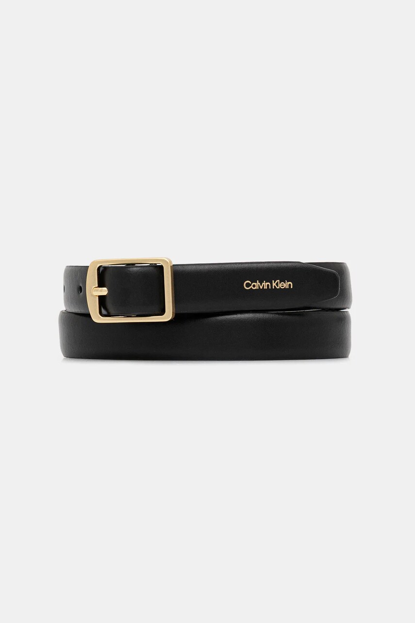 Levně Kožený pásek Calvin Klein dámský, černá barva, LV04F7036G