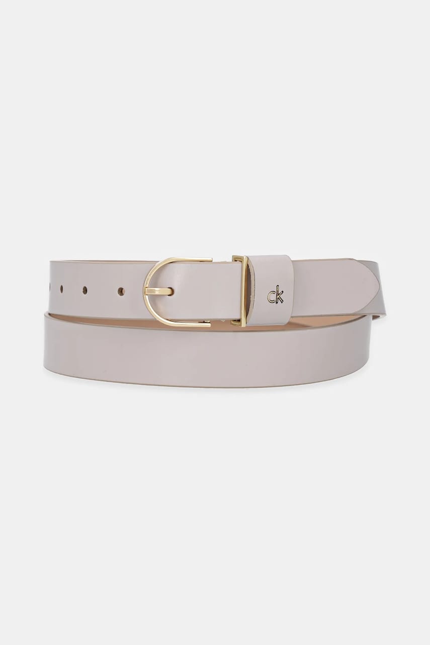 Levně Kožený pásek Calvin Klein dámský, béžová barva, LV04F7039G