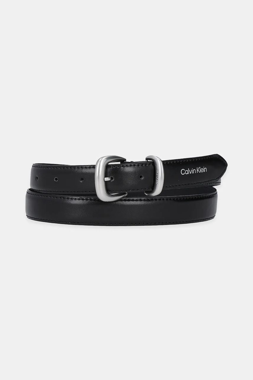 Levně Kožený pásek Calvin Klein dámský, černá barva, LV04K7012G