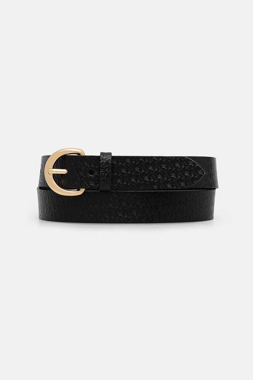 Levně Kožený pásek Calvin Klein dámský, černá barva, LV04K7019G