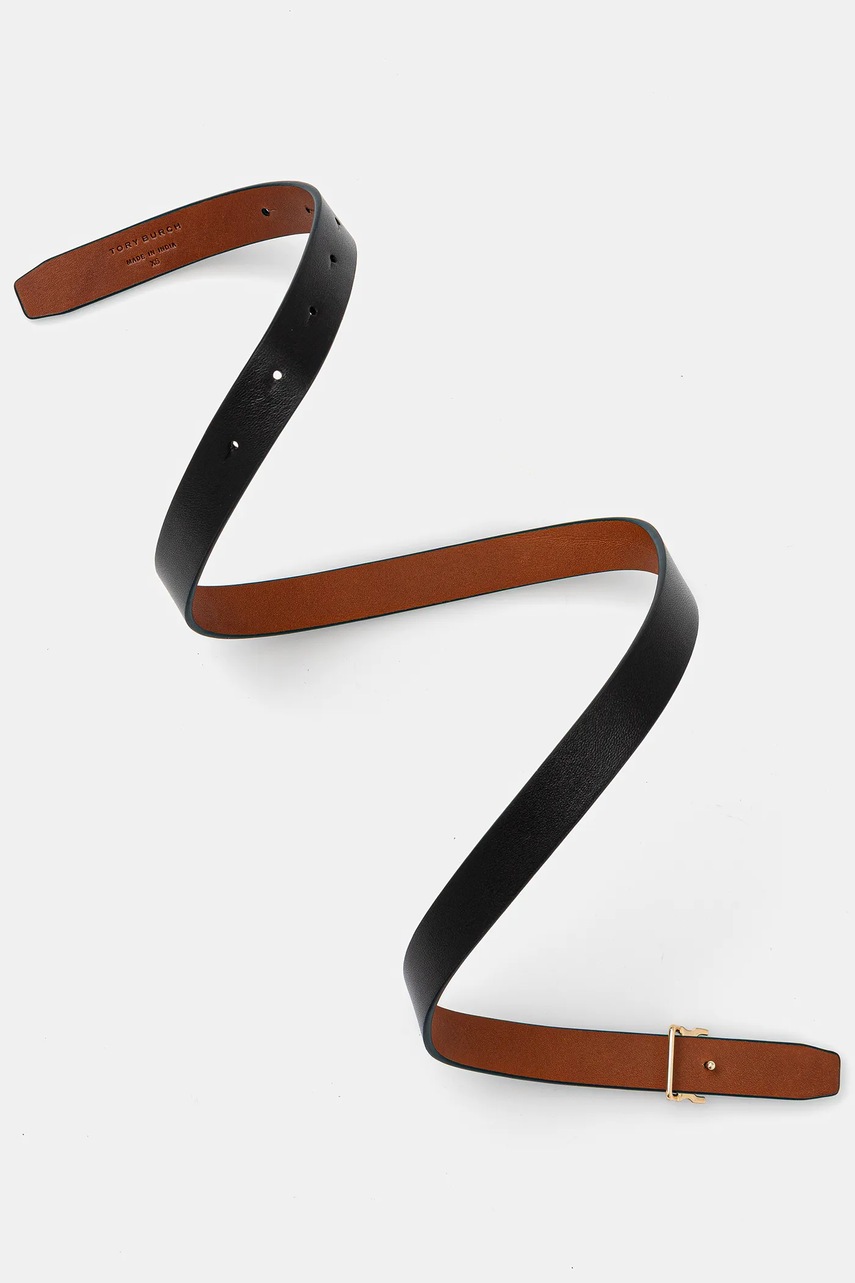 Двухсторонний кожаный ремень Tory Burch Logo цвет чёрный 157857-001