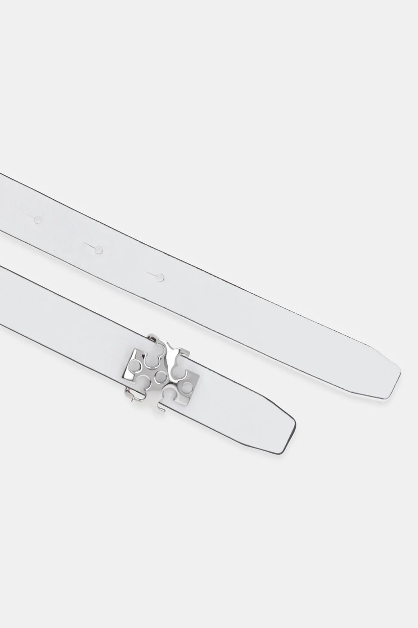 Двухсторонний кожаный ремень Tory Burch Logo цвет белый 157857-137