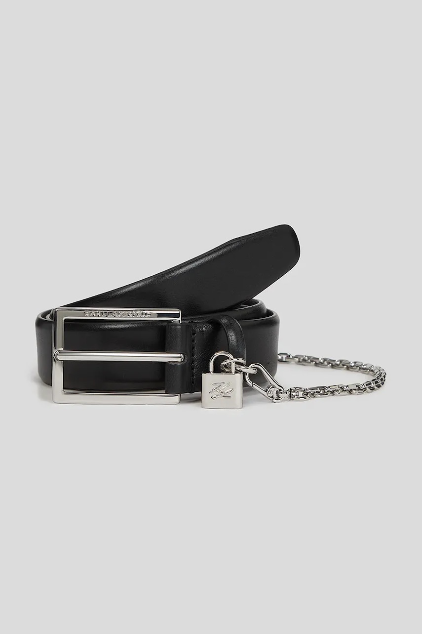 Levně Kožený pásek Karl Lagerfeld dámský, černá barva, A3W33040
