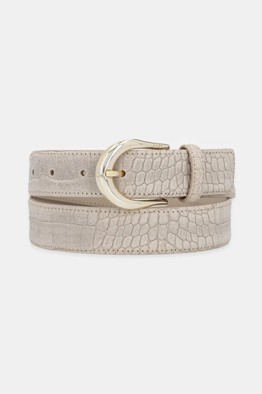 BOSS curea de piele culoarea bej, 50548505