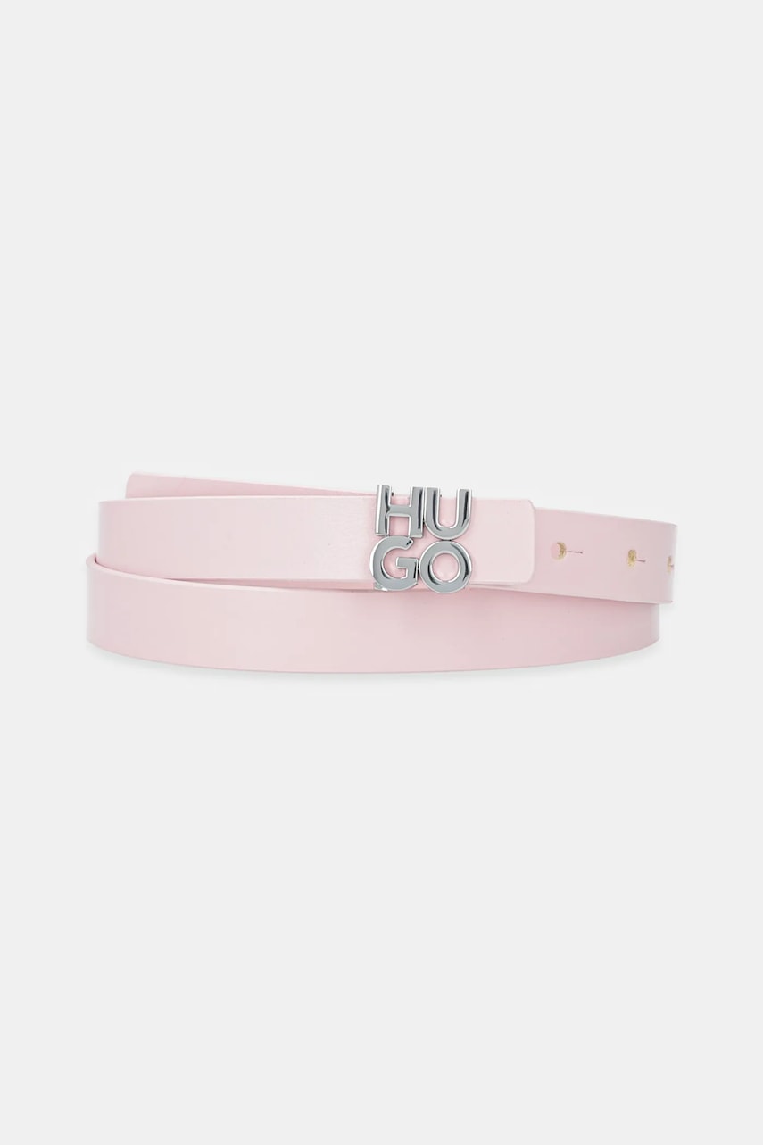 HUGO curea de piele culoarea roz, 50548473