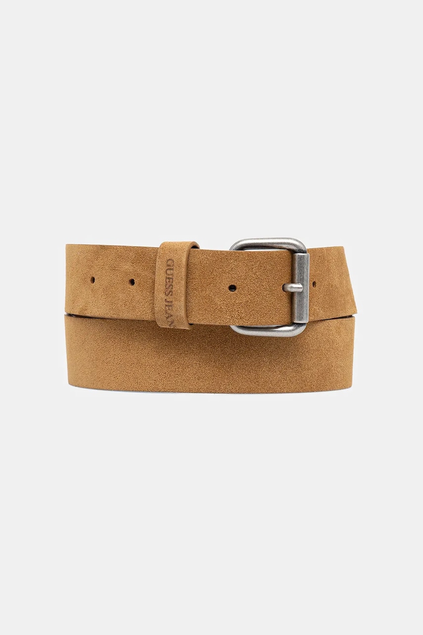Levně Semišový pásek Guess Jeans dámský, zelená barva, M5YZ18 L0WT0