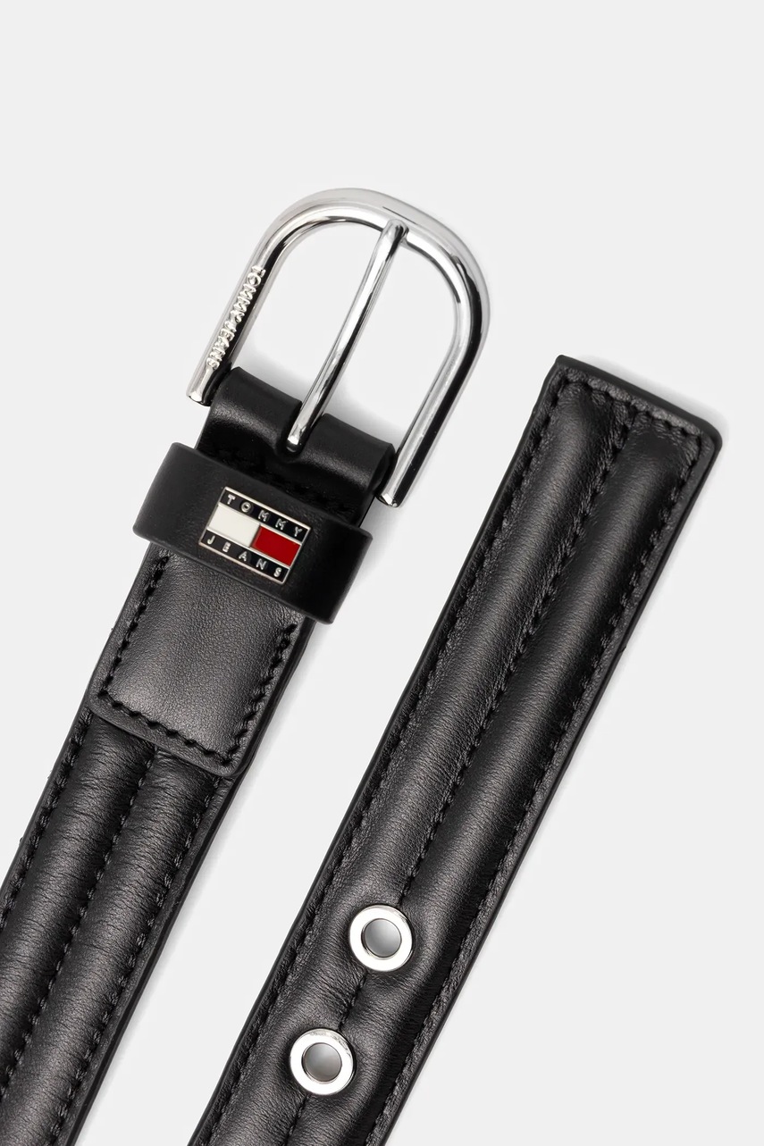 Кожаный ремень Tommy Jeans цвет чёрный AW0AW17915