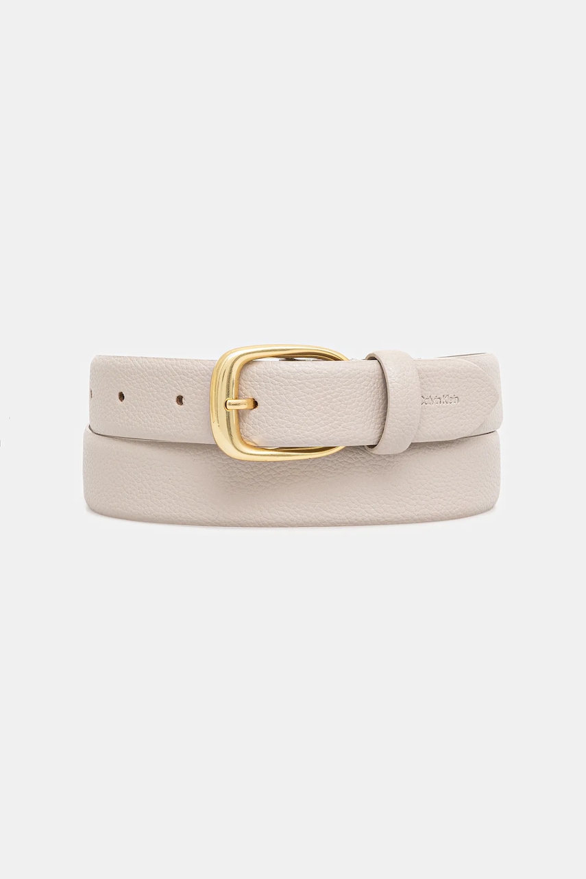 Levně Kožený pásek Calvin Klein dámský, béžová barva, LV04F7023G