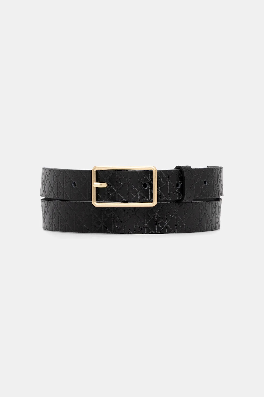 Levně Kožený pásek Calvin Klein dámský, černá barva, LV04F7049G
